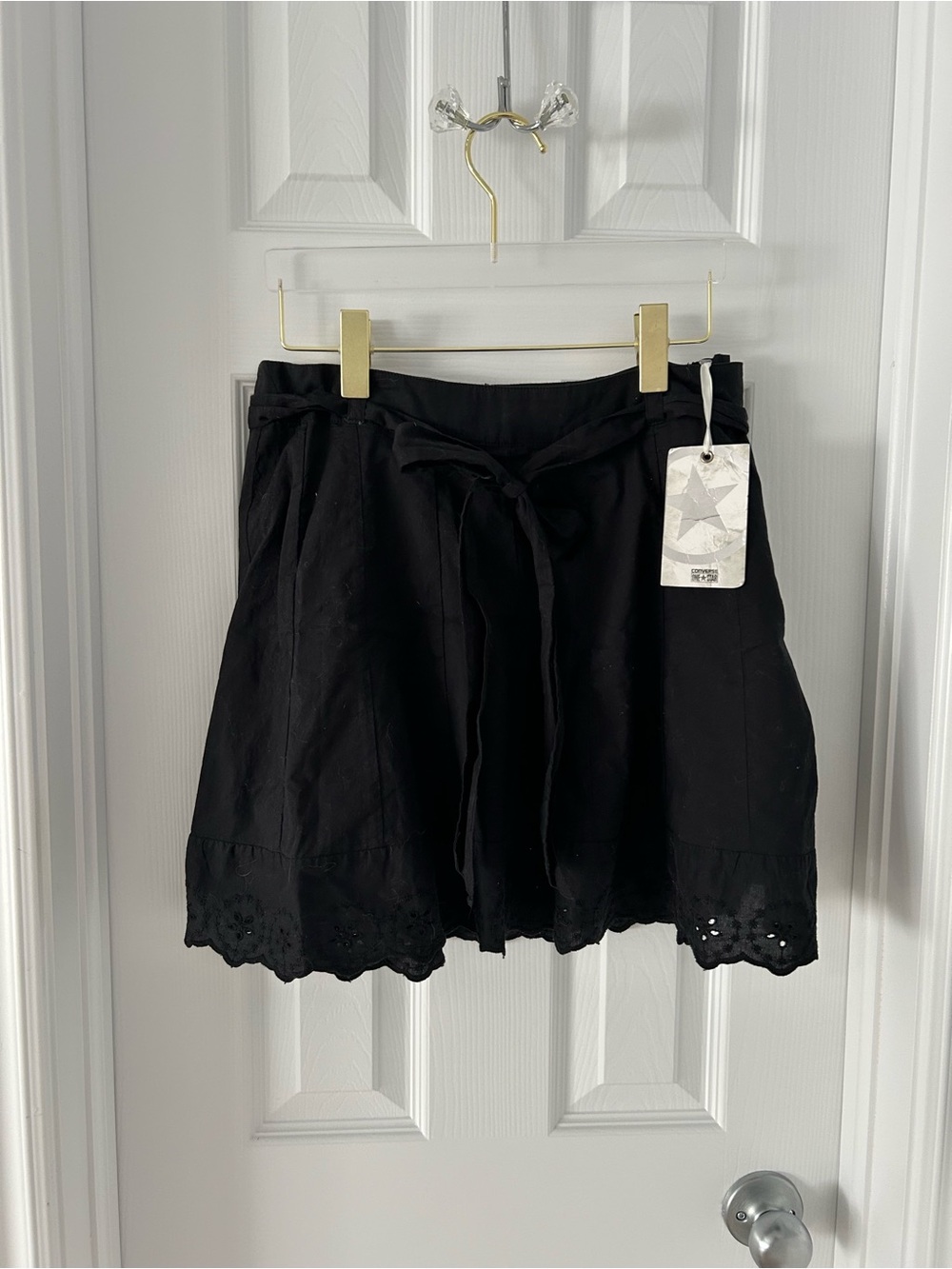 Converse One Star black waist tie skirt - 100% cotton